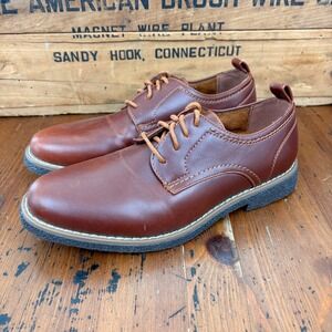 Deer Stags Zander Kids Boys 4M Brown Faux‎ Leather Oxford Dress Shoes Size